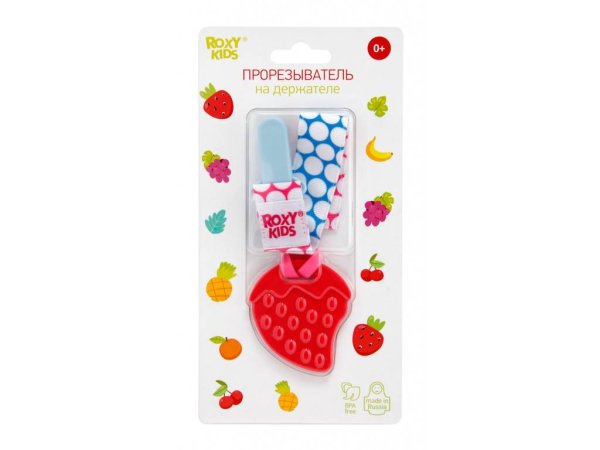 Roxy Kids Прорезыватель на держателе Цвет голубой-розовый (кружочек)