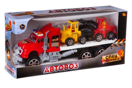 ABtoys Автовоз с двумя машинками строительной техники