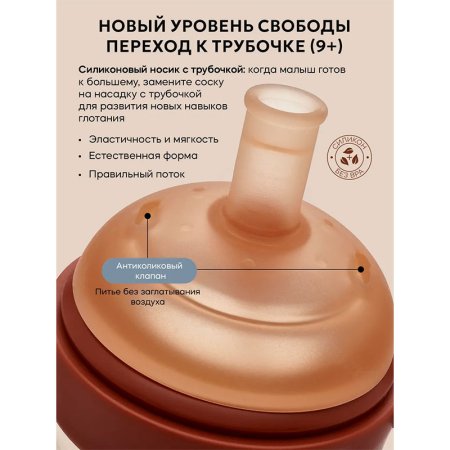 Поильник с двумя вариантами сосок 300 мл. (BW12065 коричневый)