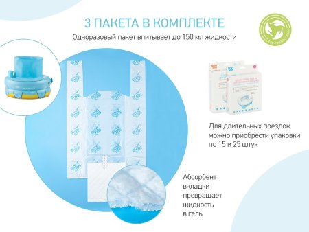 Roxy Kids Надувной дорожный горшок PocketPotty "Динозавр" / голубой