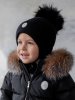 (м)1031Шапка зим.с утепл.с мех.помпон.на завязках (р. 42, цв. черный)