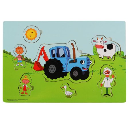 Буратино Деревянный пазл-вкладыш Синий трактор 317763 / цвет синий