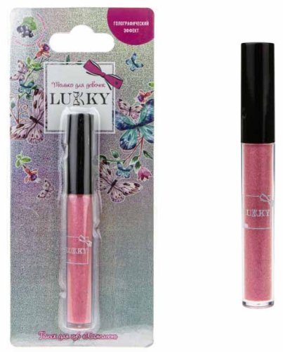 Lukky Голографический блеск для губ, с ароматом черной смородины / цвет сливово-розовый