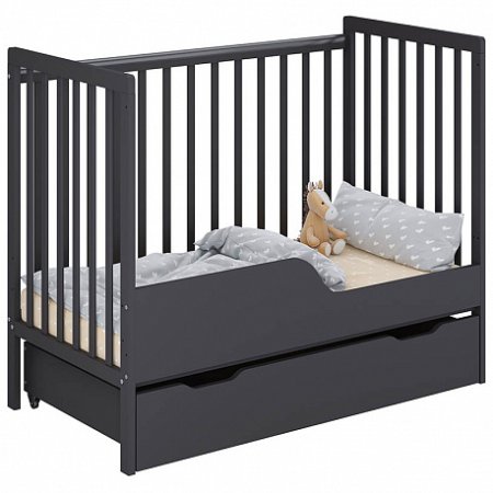 Polini kids Кроватка Simple, с ящиком / цвет графит