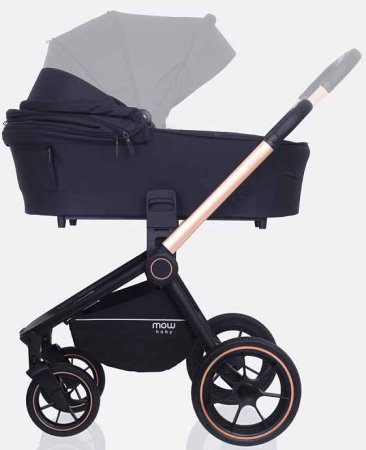 MowBaby Коляска 3 в 1 Zoom PU / цвет Gold Black (черный, золотая рама)