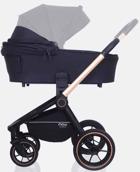 MowBaby Коляска 3 в 1 Zoom PU / цвет Gold Black (черный, золотая рама)