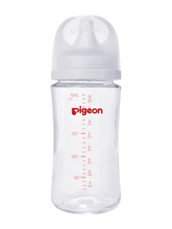 PIGEON Baby SoftTouch Бутылочка 240мл Перестальтик+ премиальное стекло/силиконовая соска 3м+ 