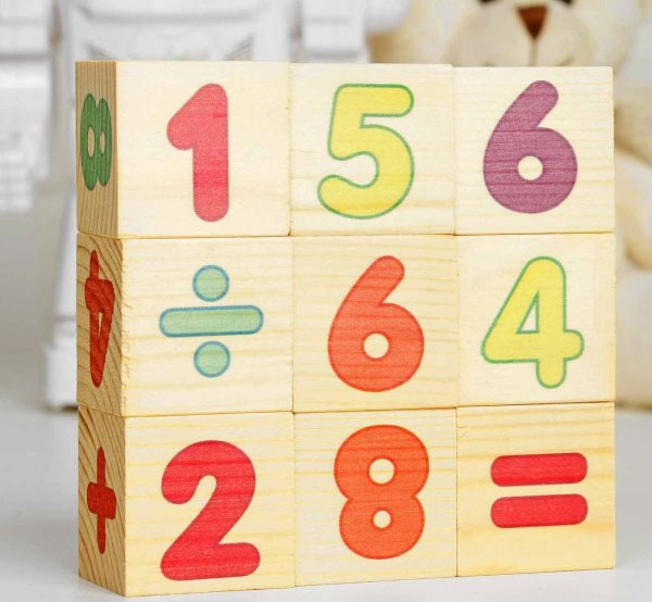 Кубики деревянные "Цифры", набор 9 штук