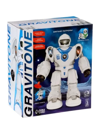 Робот "GRAVITONE", световые и звуковые эффекты, работает от батареек, цвет синий.
