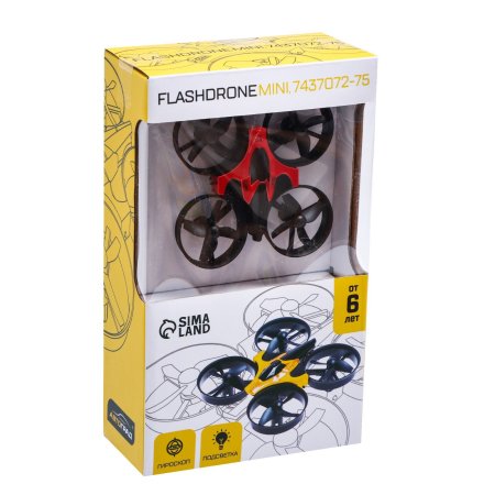 Flashdrone АВТОГРАД квадрокоптер радиоуправляемый, работает от аккумулятора, цвет красный 7437072