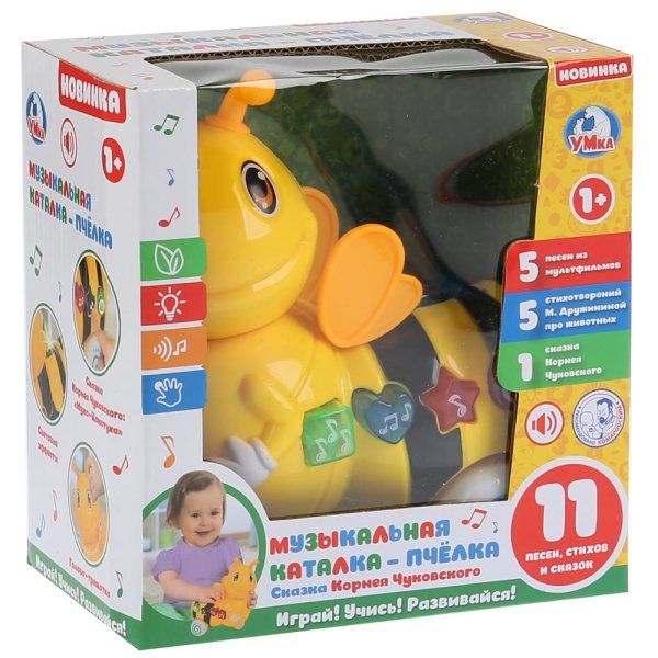 УМка Музыкальная каталка "Пчелка", сказка К. Чуковский, со световыми эффектами