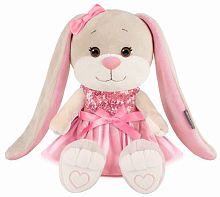 Maxitoys Мягкая игрушка Jack&Lin, Зайка Лин в розовом платье с пайетками, 20 см					
