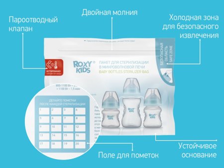 Roxy-Kids Пакеты для стерилизации в микроволновке, 5 штук