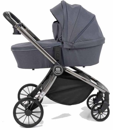 Farfello Коляска 3 в 1 Baby shell / цвет Dark Grey (темно-серый), рама Black chrome