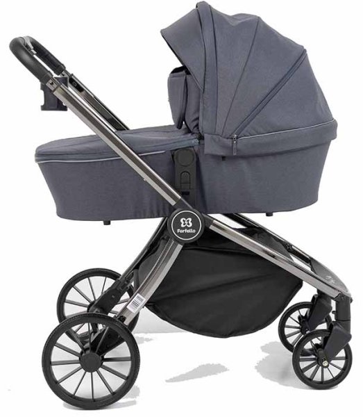 Farfello Коляска 3 в 1 Baby shell / цвет Dark Grey (темно-серый), рама Black chrome