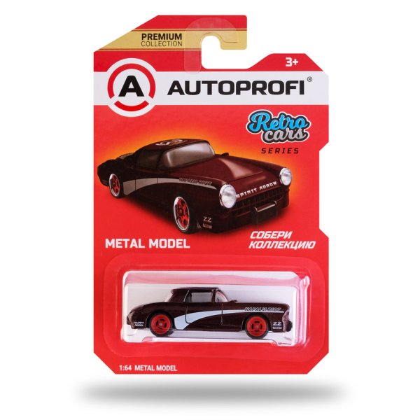 Машинка коллекционная 1:64, Серия RETRO CARS, RET-001, коричневый, 1/64/128