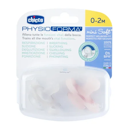 Chicco Пустышка сил. PHYSIOFORMA MINI SOFT /цвет pink, 0-2 мес, 2 шт 00073289110000
