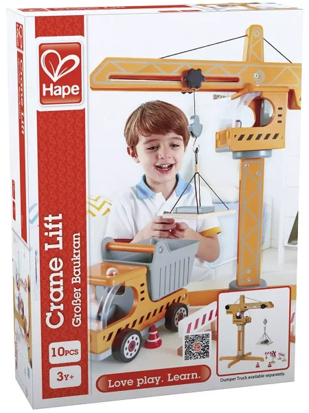 Деревянная игрушка "Большой подъемный кран", 8 предметов