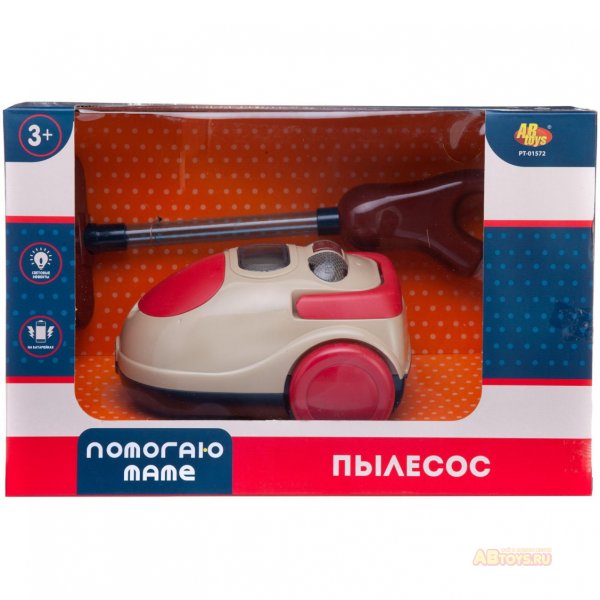 Abtoys Бытовая техника Пылесос Помогаю Маме, со световыми и звуковыми эффектами / цвет красный, белый