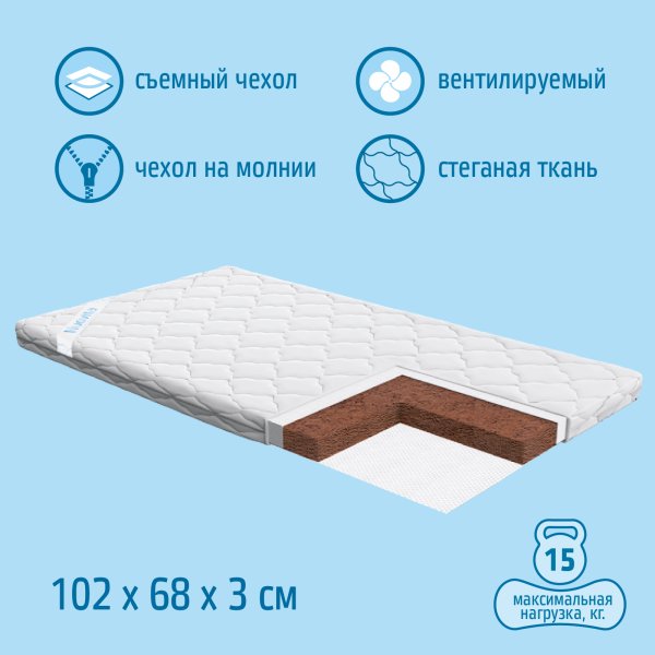 Nuovita Детский матрас в манеж  Friends, 102 х 68 х 4 см /  цвет белый