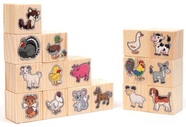 Анданте Набор кубиков "На ферме", 16 штук