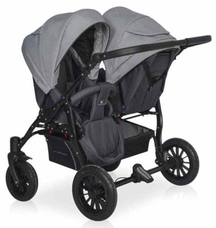Riko Basic Коляска 2 в 1 для двойни Saxo / цвет 02 серый-чёрный