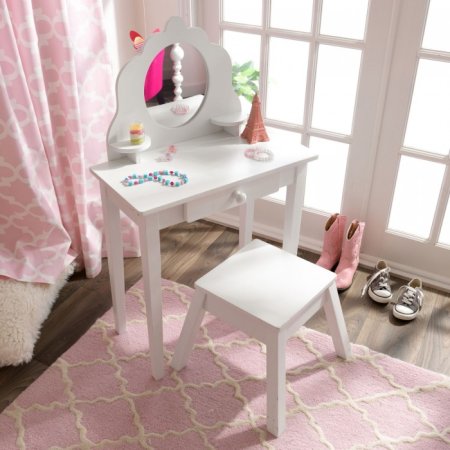 KidKraft Туалетный столик из дерева "Модница" White Medium Vanity & Stool