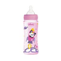 Chicco Бутылочка Well-Being Girl с силиконовой соской медленный поток, 330 мл / цвет розовый