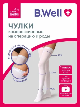 (м)JW-214 Чулки компрес.,CARE, I кл.,18-22мм (р. 2)