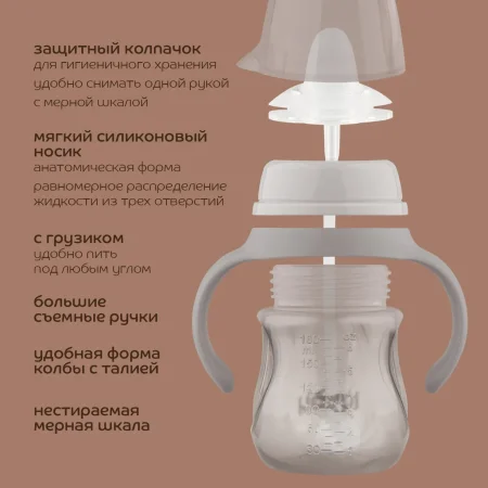 LUBBY/ЛАББИ Поильник-непролив 180мл силикон мяг нос/ручки/грузик 6м+
