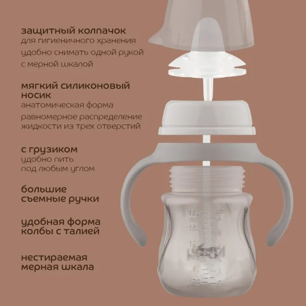 LUBBY/ЛАББИ Поильник-непролив 180мл силикон мяг нос/ручки/грузик 6м+