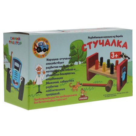 Буратино Развивающая деревянная игрушка Синий трактор Стучалка 314842 / цвет красный, коричневый