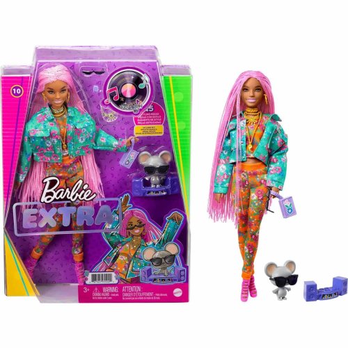 Mattel Кукла Barbie Экстра с розовыми косичками GXF09