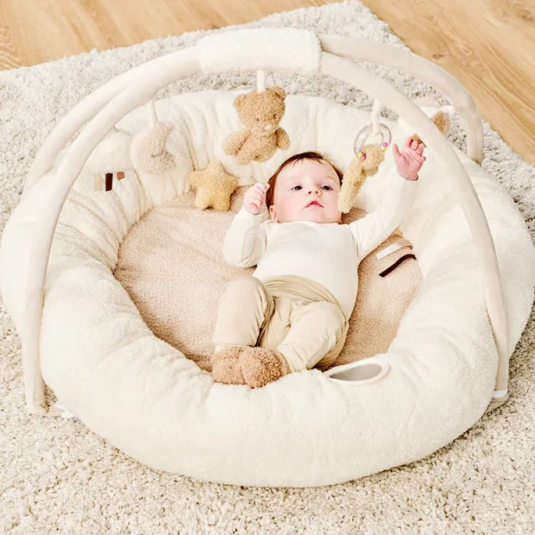 Коврик детский игровой круглый Nattou (Наттоу) TEDDY с арками ecru 