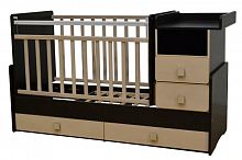 Детская кровать-трансформер "Ульяна-4" с маятником, стенки пеленатора (венге-клен) из 2х частей					