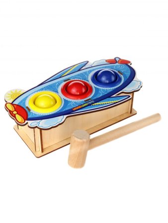 Woodlandtoys Стучалка цветная "Самолет", 3 отверстия