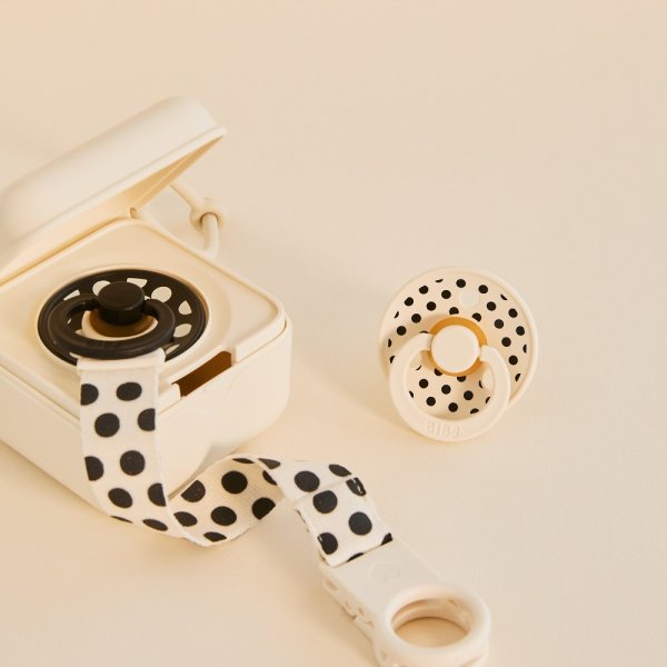 Пустышка латекс.BIBS Studio Colour - Polka - Ivory/Black, 6+ мес.