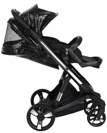 Ibebe Коляска 2 в 1 I-Stop Leathe / цвет crocodile black-black (черный)