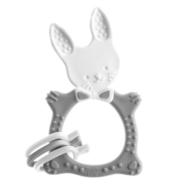 ROXY-KIDS Прорезыватель универсальный для малышей BUNNY TEETHER / цвет серый