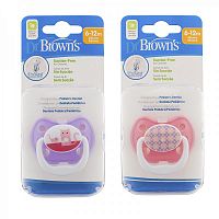 Dr.Brown's Пустышка PreVent Классик, от 6 до 12 месяцев, с крышкой, для девочек, артикул: PV21305