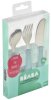 Beaba Набор для кормления (ложка, вилка, имитатор ножа) Set 3 couverts Inox / цвет airy green (мятный)