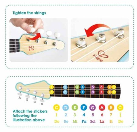 Hape Гавайская гитара "Рок-н-ролл" с брошюрой обучения игре