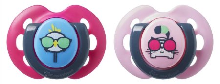 Tommee Tippee Пустышка силиконовая Fun Style Pui/Pisica, 0-6 месяцев, 2 штуки