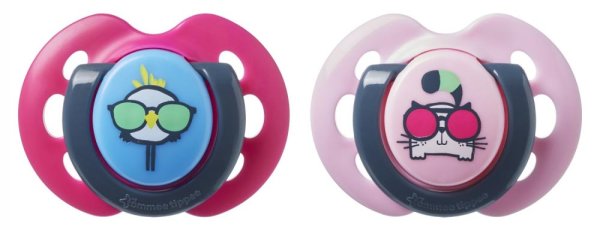 Tommee Tippee Пустышка силиконовая Fun Style Pui/Pisica, 0-6 месяцев, 2 штуки