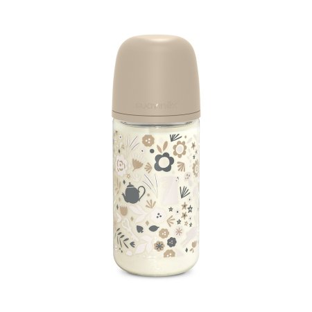 Стеклянная бутылочка для детского питания 240 мл, с соской из сверхмягкого силикона. FM S WOND LIBER