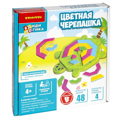 Bondibon Настольная логическая игра-головоломка БондиЛогика Цветная черепашка / цвет зеленый