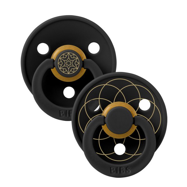 Набор пустышек латексных BIBS Studio Colour - Layl - Black/Gold, 0+ месяцев.