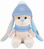 Maxitoys Мягкая игрушка Jack&Lin, Зайчик Жак в голубом шарфе и шапочке со снежинкой, 20 см					