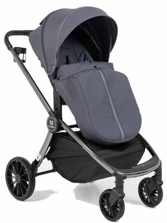 Farfello Коляска 3 в 1 Baby shell / цвет Dark Grey (темно-серый), рама Black chrome