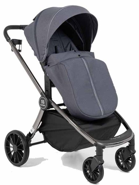Farfello Коляска 3 в 1 Baby shell / цвет Dark Grey (темно-серый), рама Black chrome